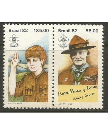 Escotismo Brasil - 75º Aniversário do Escotismo e 125º Aniversário do Nascimento de Baden Powell -, Destacado do Bloco 53, Novo  12.111